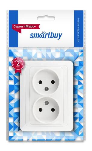 Розетка 2 местная без заземления 10А белая Марс Smartbuy
