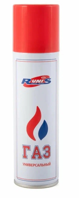 Газ для зажигалок, метал. баллон, 210 мл, с насадками RUNIS [24]